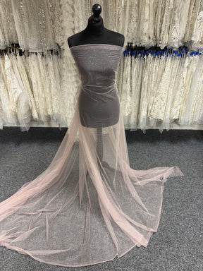 Tulle Rose Pailleté Argenté - TU0053