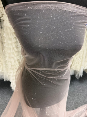 Tulle Rose Pailleté Argenté - TU0053