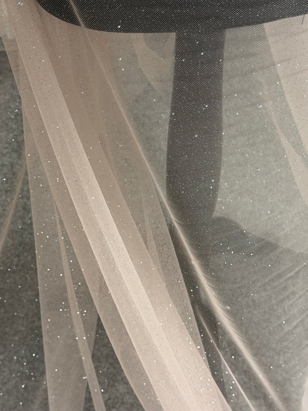 Tulle Rose Pailleté Argenté - TU0053