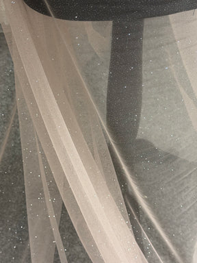 Tulle Rose Pailleté Argenté - TU0053