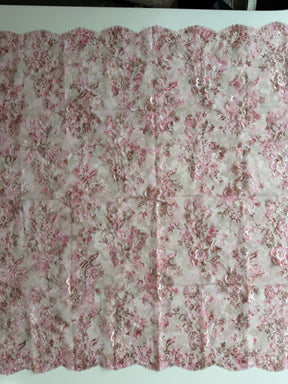 Dentelle Chantilly Imprimée Rose - P190