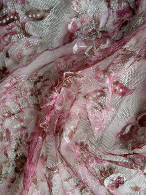 Dentelle Chantilly Imprimée Rose - P190