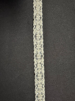 Bordure perlée et sequin ivoire/transparent - T955