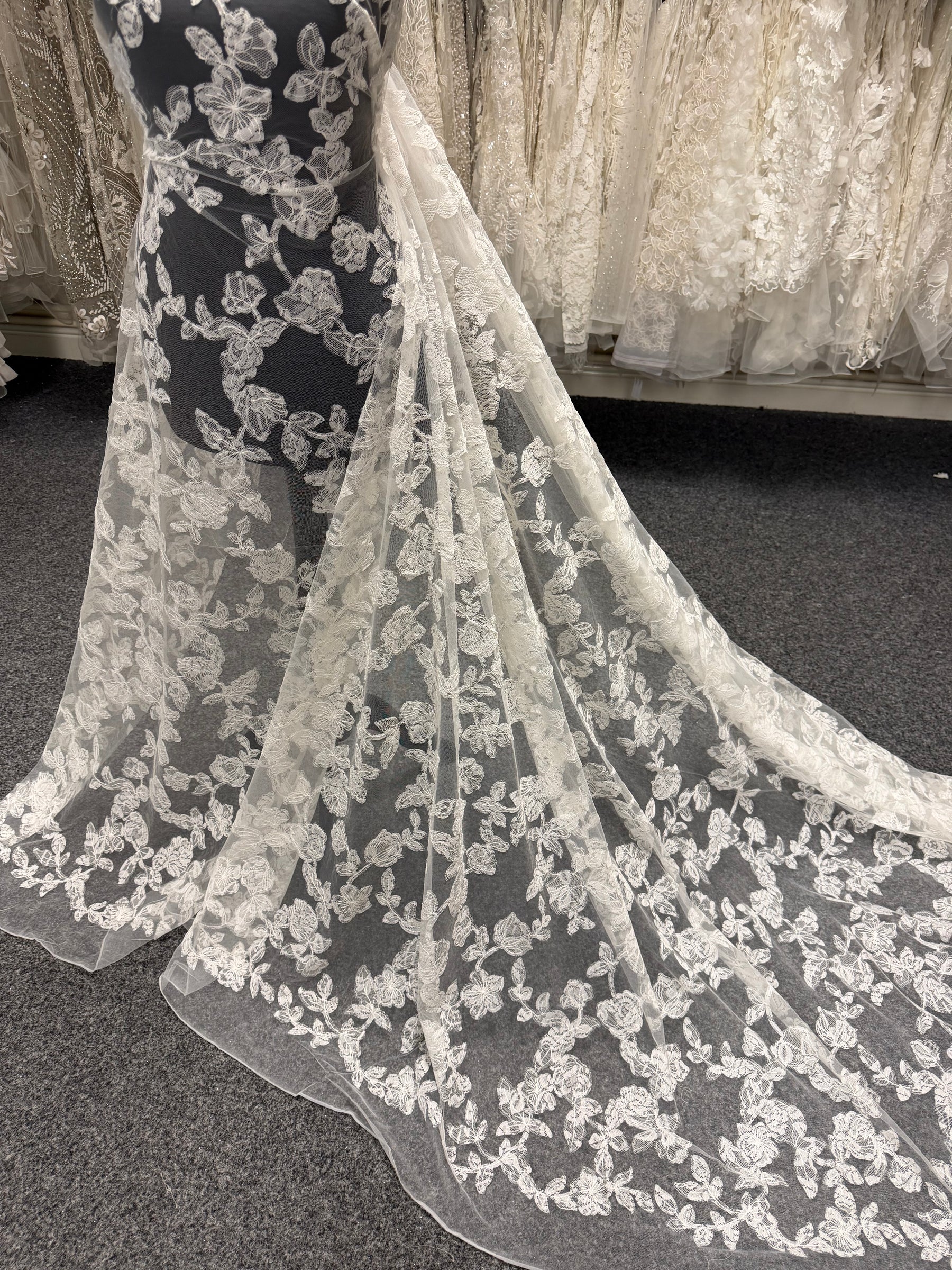 Dentelle brodée contemporaine ivoire - EB5041