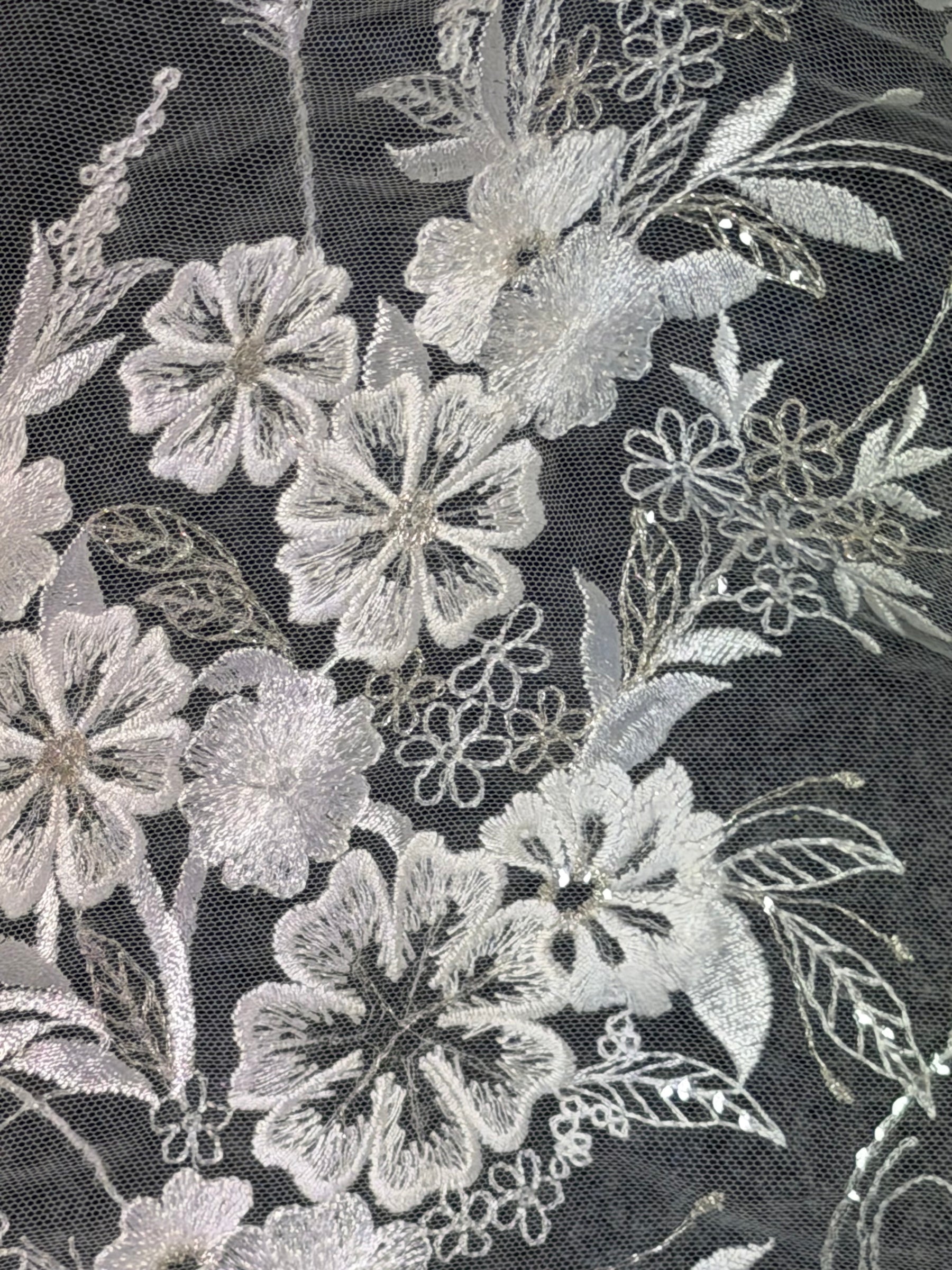 Dentelle brodée de sequins ivoire - EB3036