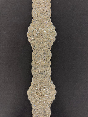 Bordure de perles de cristal très lourdes cristal/argent - T229