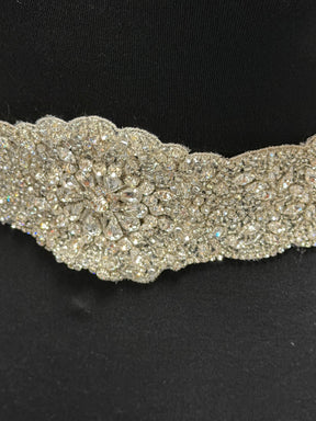 Bordure de perles de cristal très lourdes cristal/argent - T229
