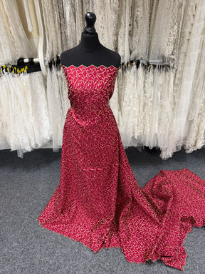 Satin Duchesse Brodé Or Foncé/Vin Clair - P476