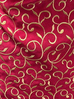 Satin Duchesse Brodé Or Foncé/Vin Clair - P476