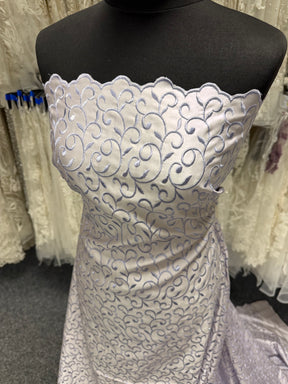 Satin Duchesse Brodé Lilas Pâle/Lilas - P476