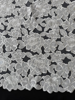 Tulle brodé de sequins ivoire - EB3003
