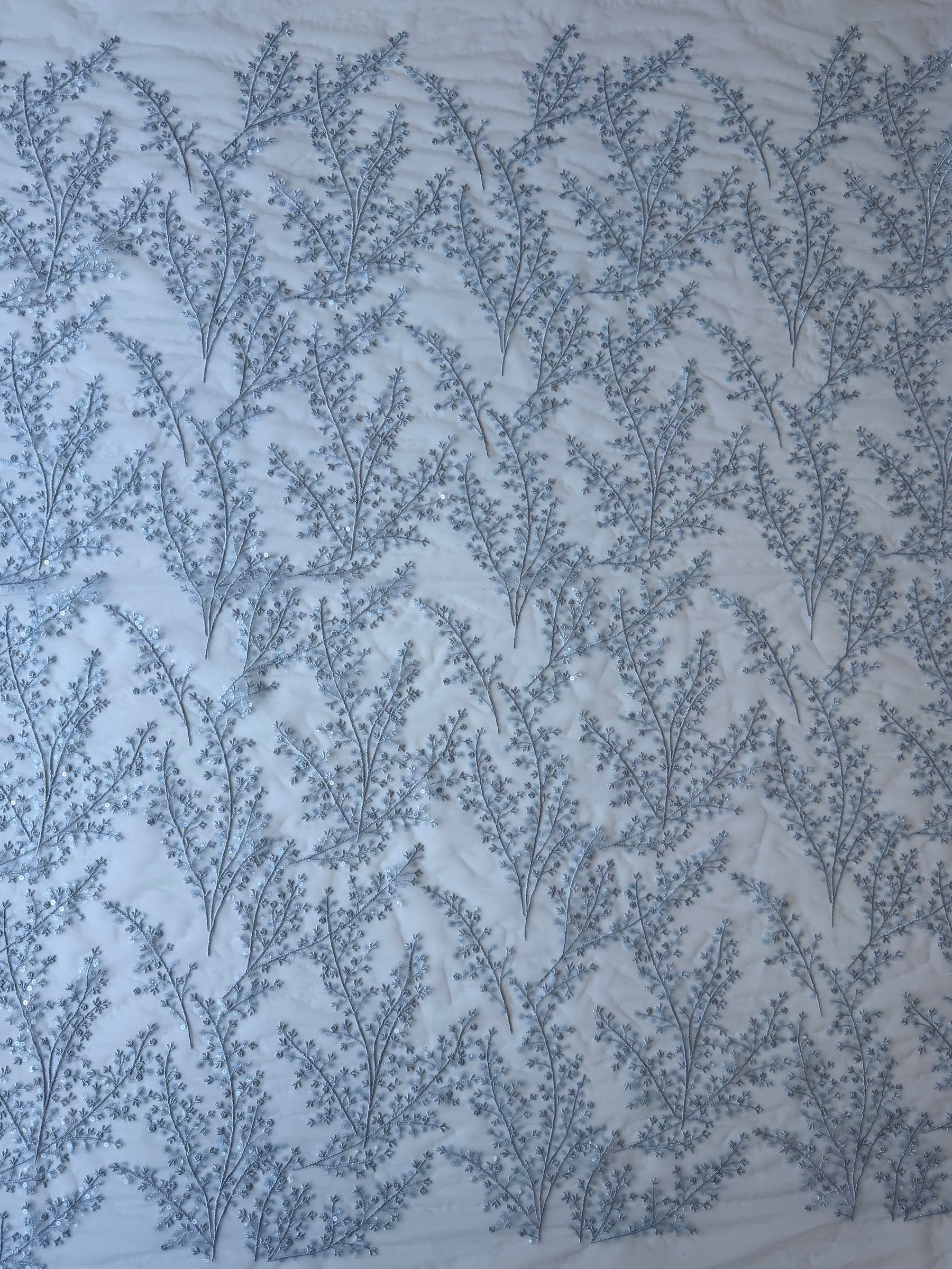 Dentelle à Paillettes Bleu Calcaire - EB3065