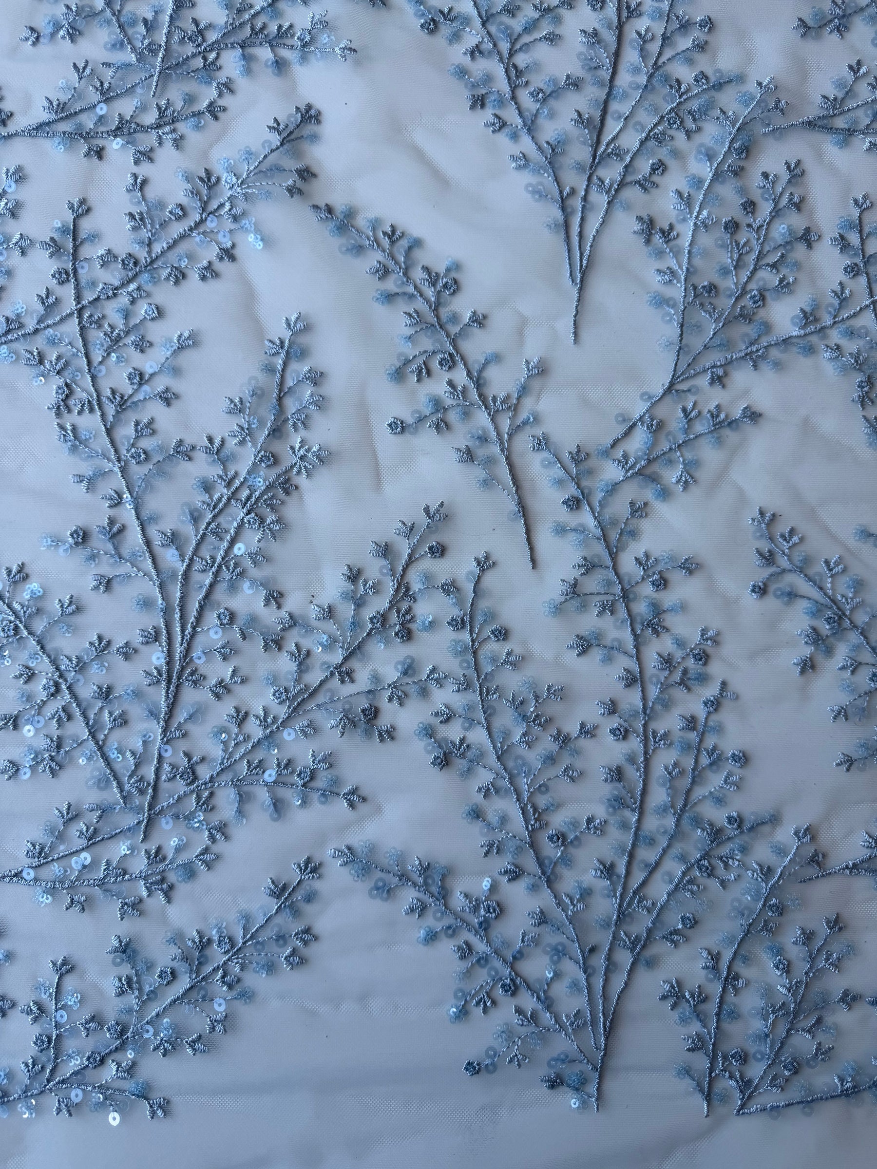 Dentelle à Paillettes Bleu Calcaire - EB3065