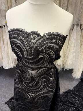 Dentelle à paillettes noires - EB3048