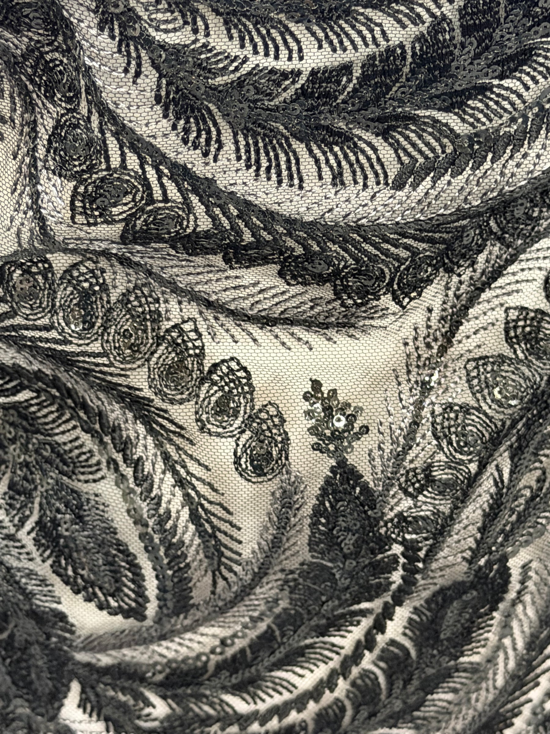 Dentelle à paillettes noires - EB3048