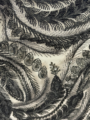 Dentelle à paillettes noires - EB3048
