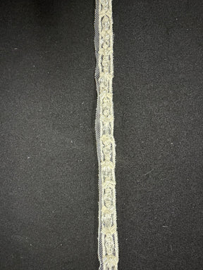 Bordure à perles et sequins ivoire/transparent - T956
