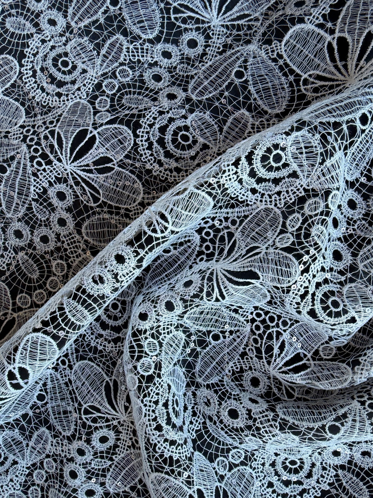Dentelle de mariée à paillettes ivoire - EB3050