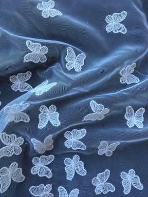 Dentelle Blanche Brodé Papillon – EU5001