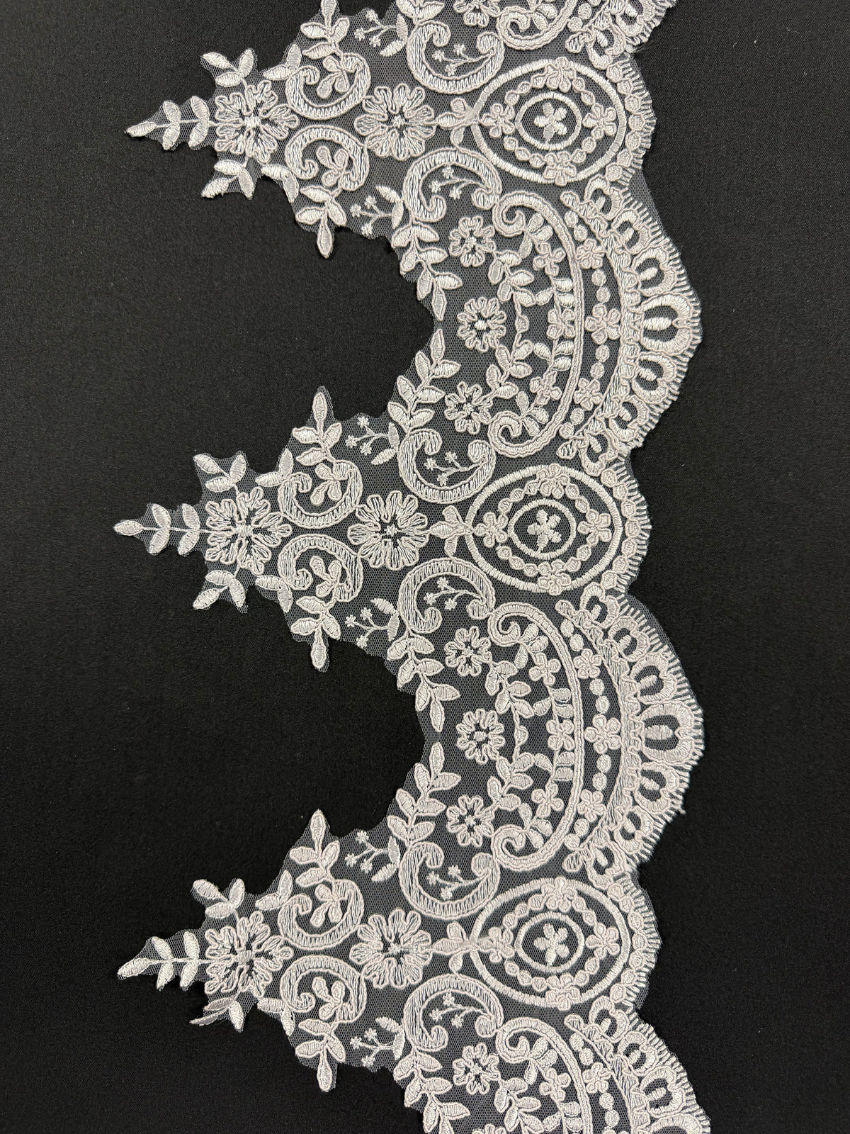 Galon de dentelle cordée grise - T623