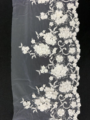 Bordure perlée et à sequins ivoire 3D - T879