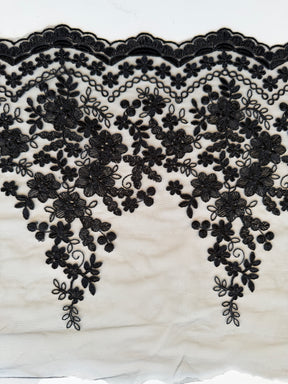 Galon de dentelle en cordon noir - T982