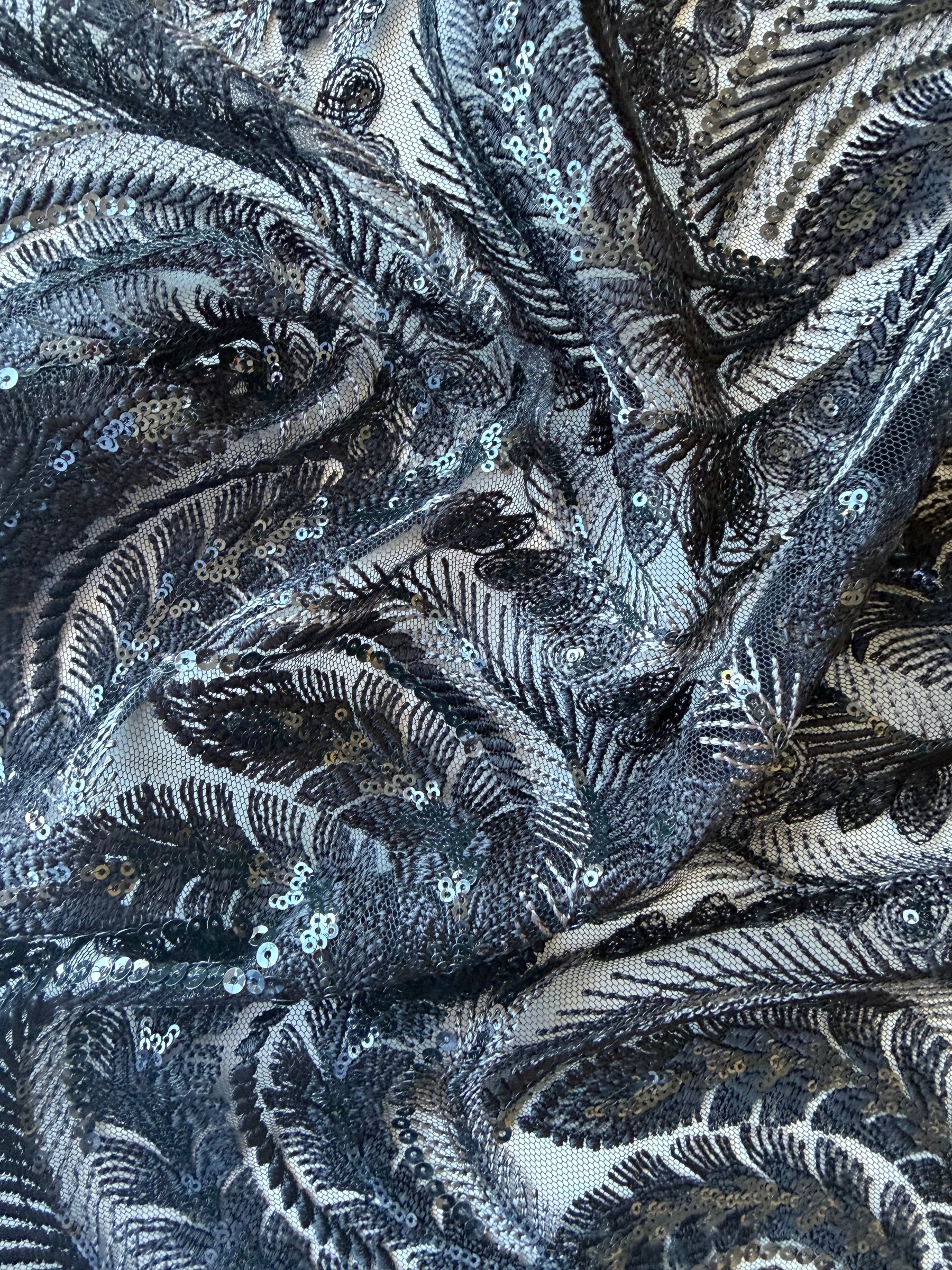 Dentelle à paillettes noires - EB3048