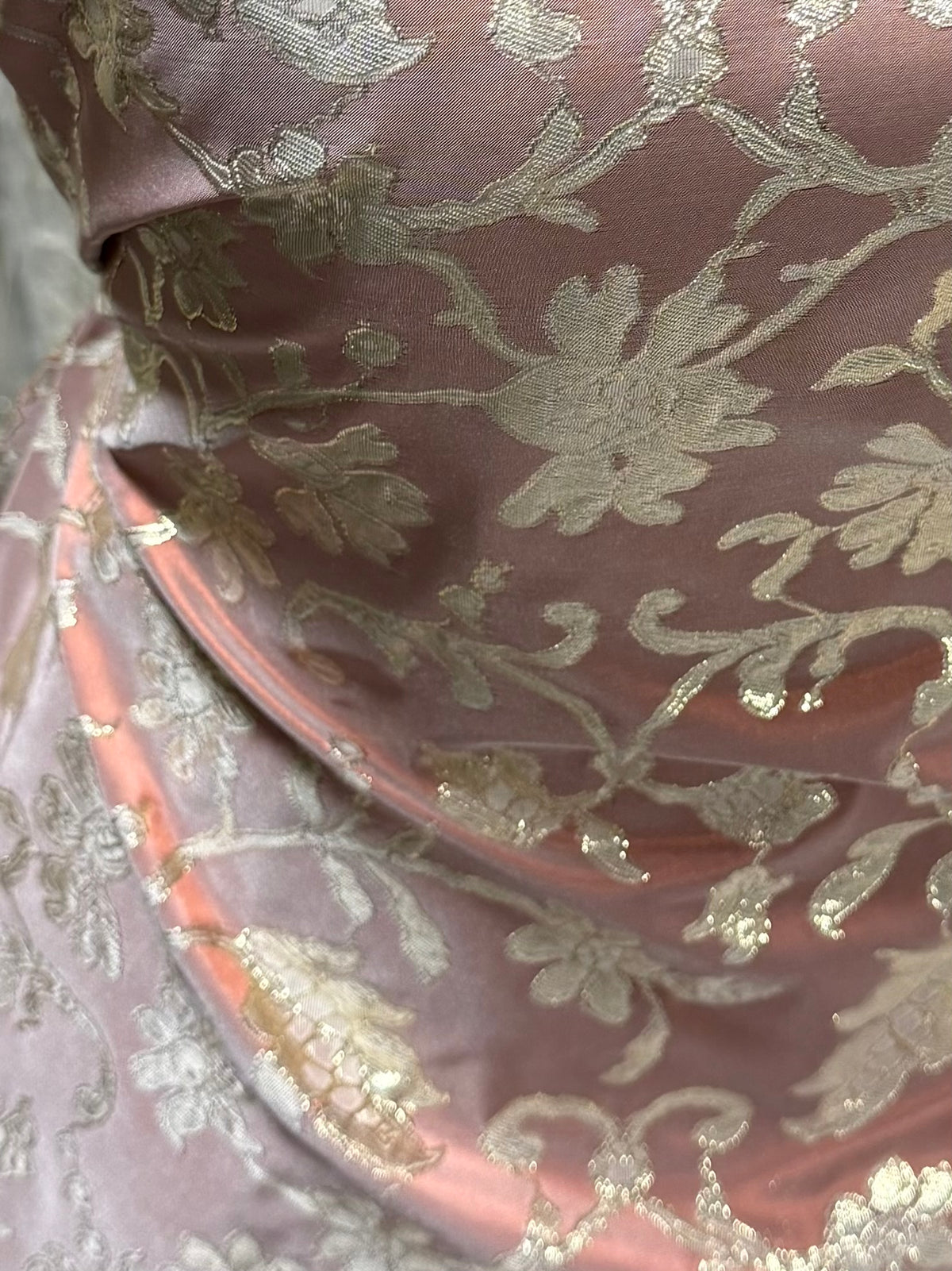 Jacquard métallique Cuivre/Ivoire/Or - BR1007
