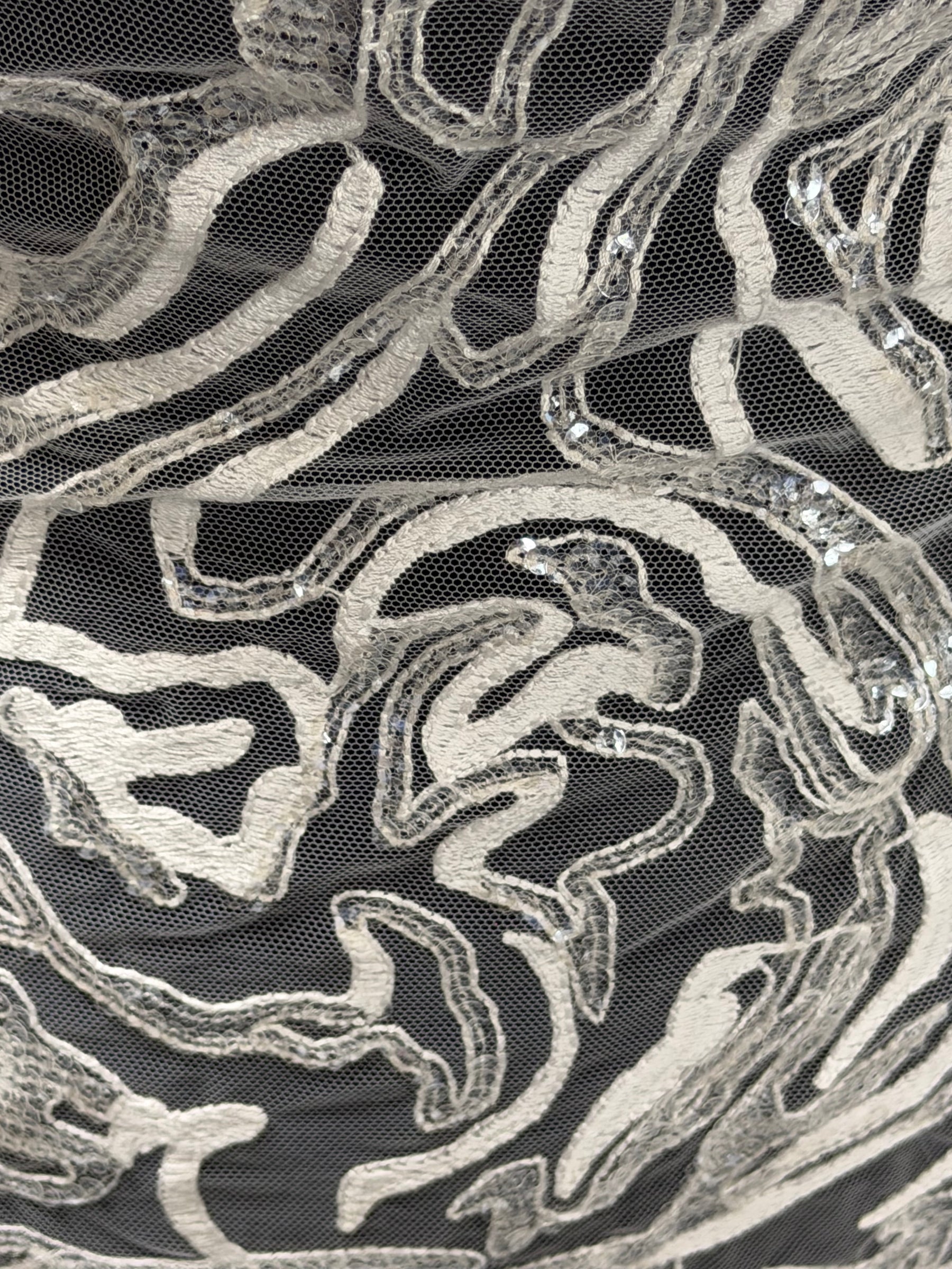 Dentelle à paillettes ivoire - EB3012