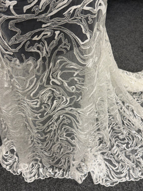 Dentelle à paillettes ivoire - EB3012