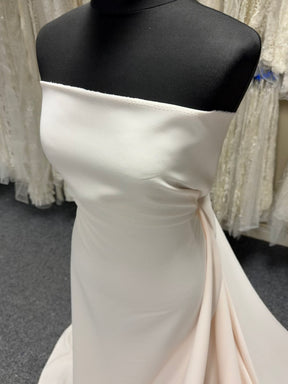 Crêpe polyester rose coquillage, poids moyen - P59