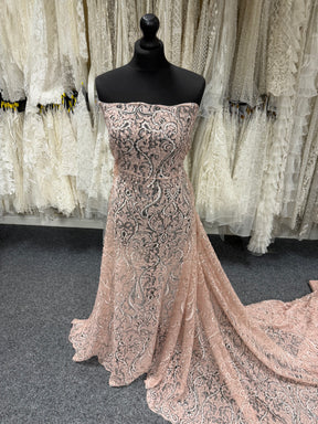 Tulle à sequins brodé rose poudré – EB3008