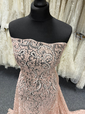 Tulle à sequins brodé rose poudré – EB3008