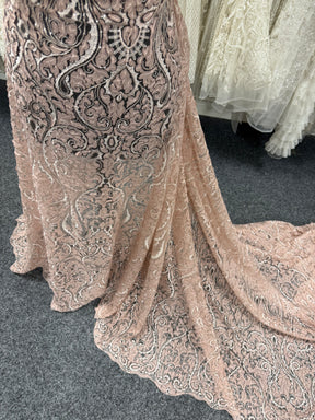 Tulle à sequins brodé rose poudré – EB3008