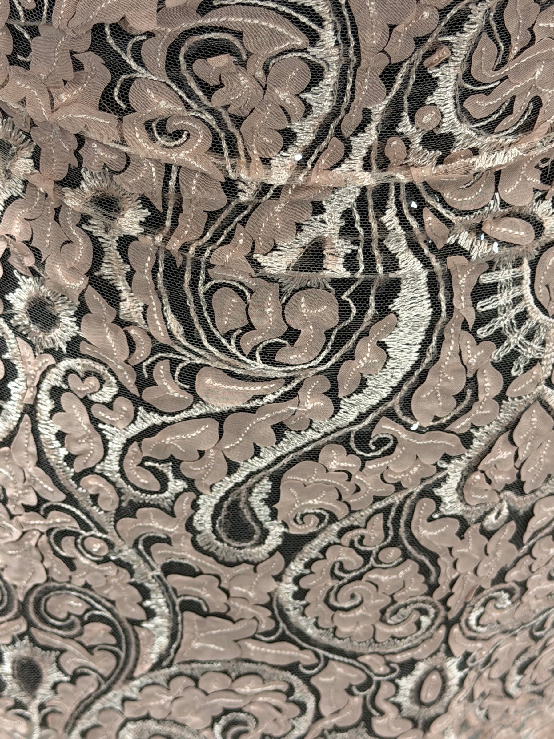 Tulle à sequins brodé rose poudré – EB3008