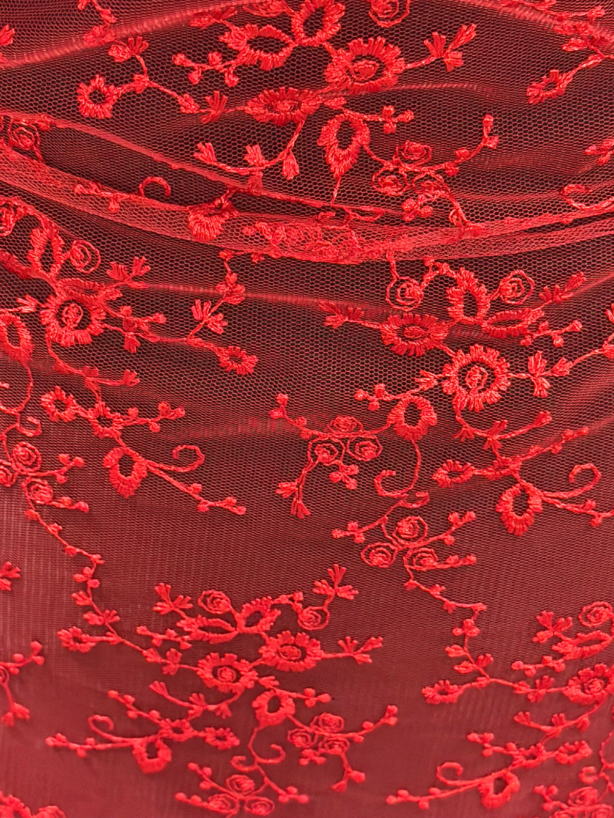 Dentelle brodée rouge - P615