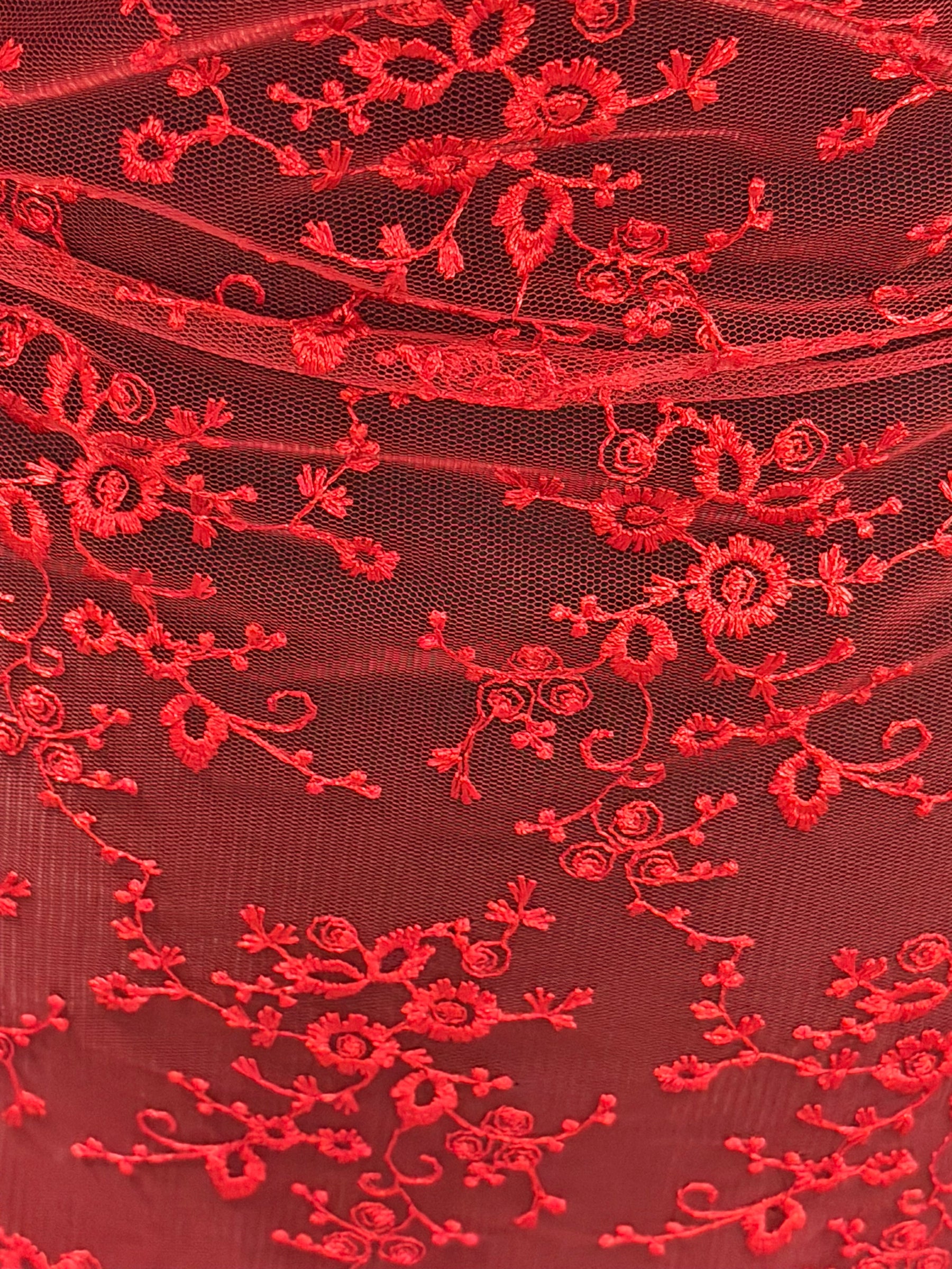 Dentelle brodée rouge - P615