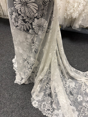 Dentelle florale brodée ivoire - EB5057