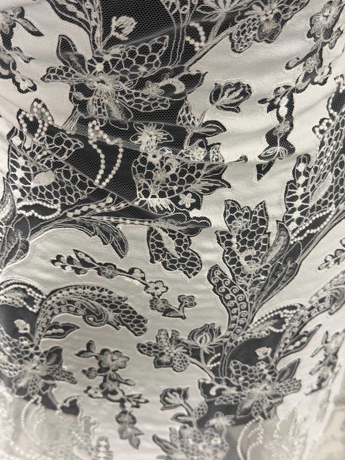 Dentelle brodée ornée de tissu ivoire - EB3039