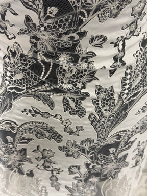 Dentelle brodée ornée de tissu ivoire - EB3039