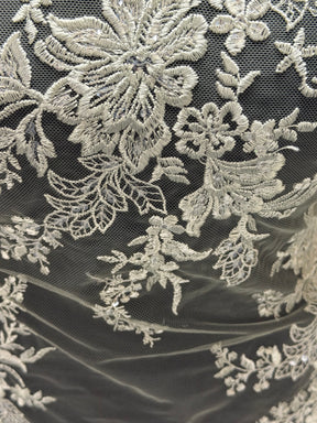 Dentelle à paillettes vert saule - EB3064