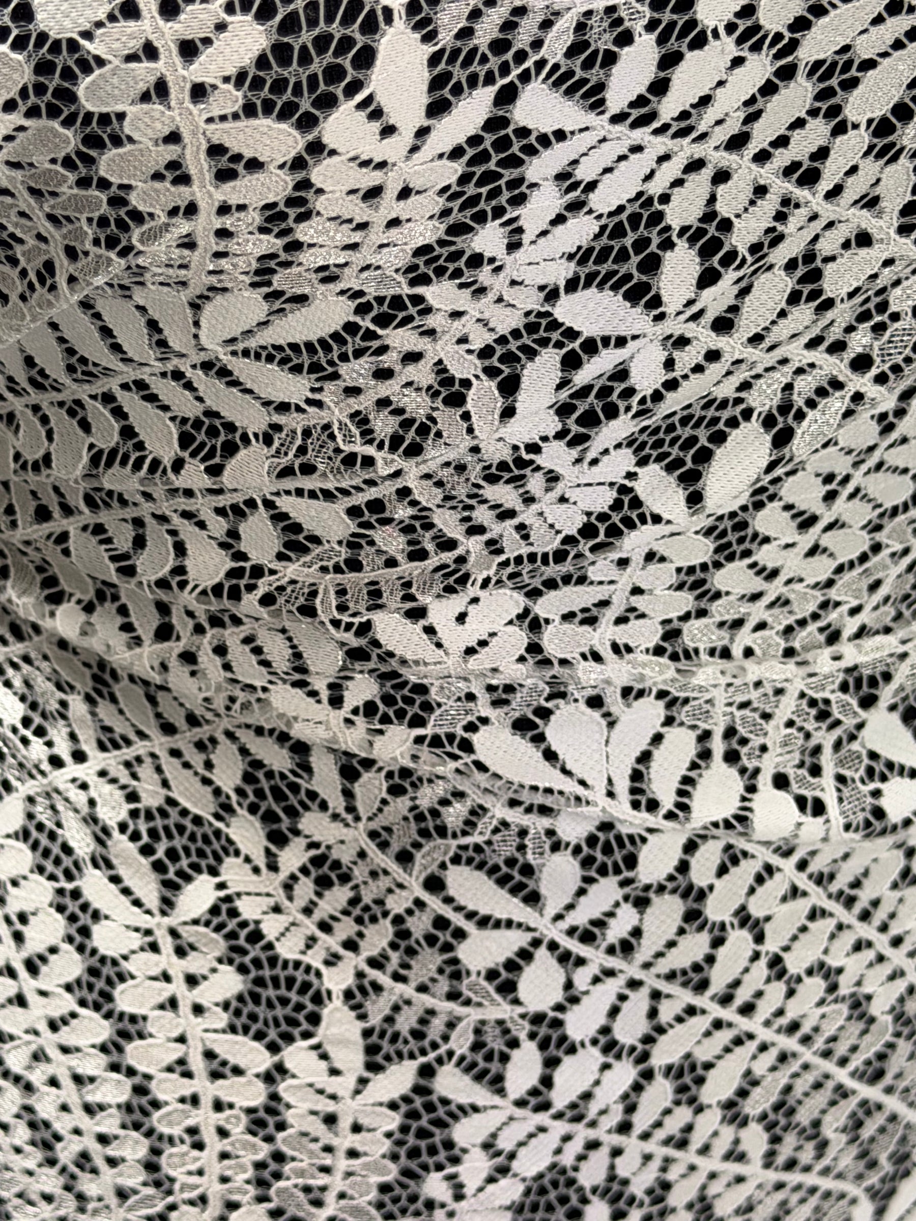 Dentelle à motif de feuilles ivoire - LA1007