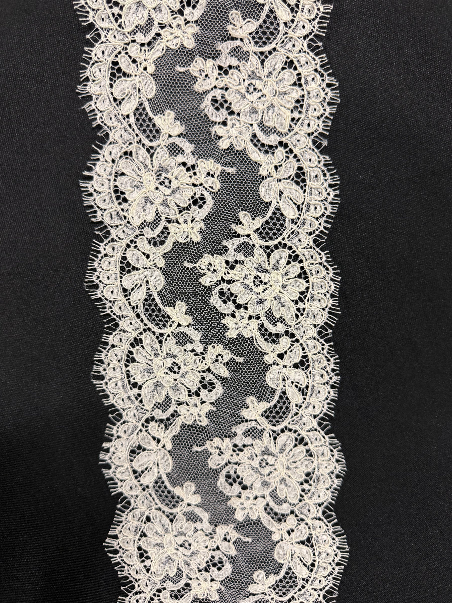 Ivory Corded Chantilly Lace Trim - Adina