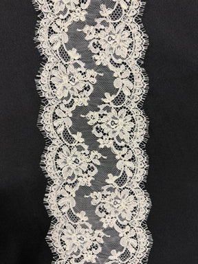 Ivory Corded Chantilly Lace Trim - Adina