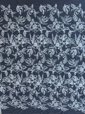 Tulle brodé de perles ivoire - EB1100