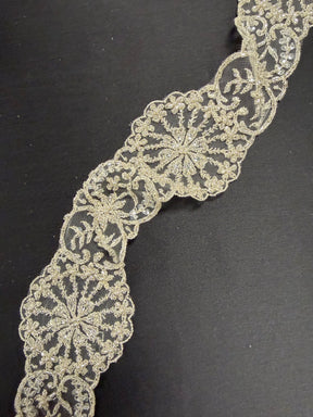 Galon de dentelle perlée ivoire - T203
