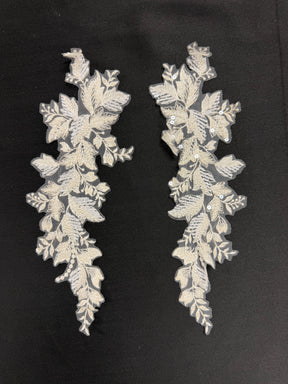 Appliques en dentelle perlée ivoire - MT4009
