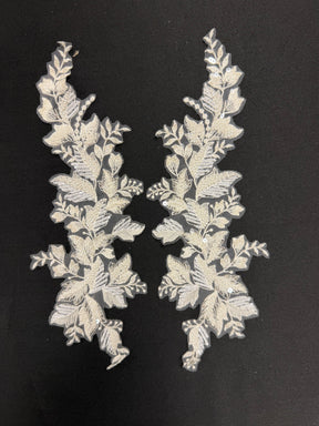 Appliques en dentelle perlée ivoire - MT4009