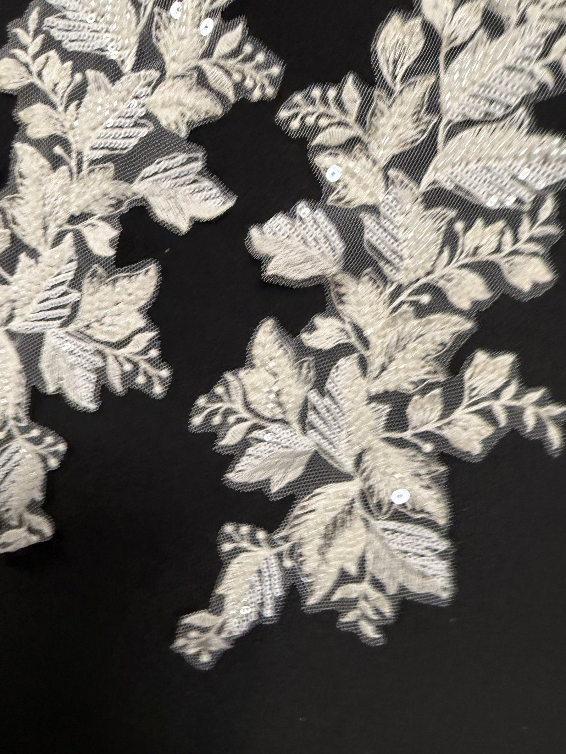 Appliques en dentelle perlée ivoire - MT4009