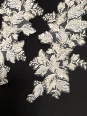 Appliques en dentelle perlée ivoire - MT4009